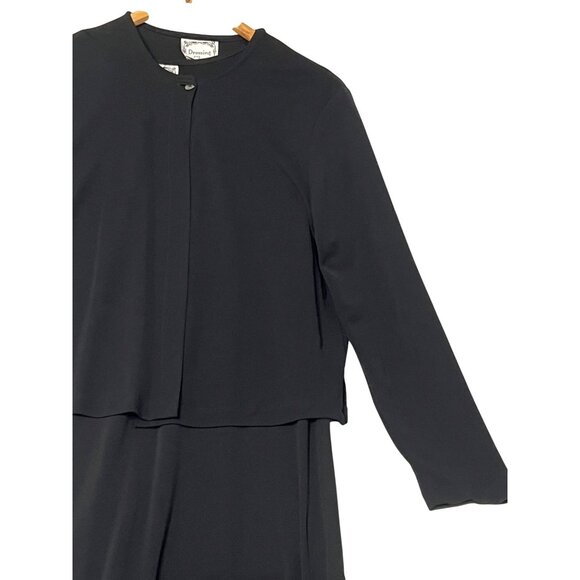 VTG Dressing Clio Women's  Dress Cardigan Set  Medium Black Maxi USA flaw - Picture 4 of 16